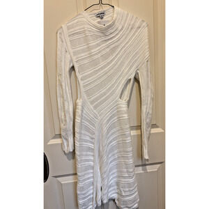NEW Pretty Garbage White Fitted Knit Sweater Dress Medium BodyCon